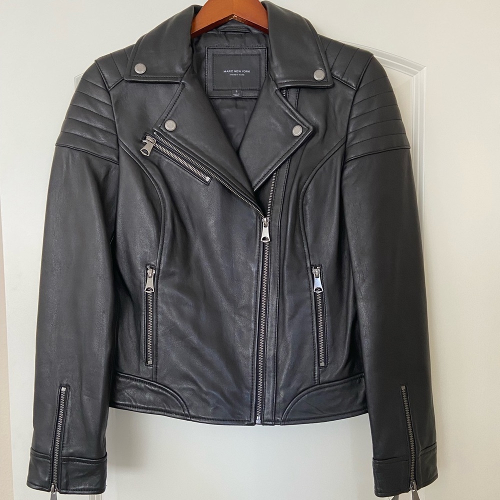 Marc New York lambskin leather biker jacket